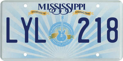 MS license plate LYL218