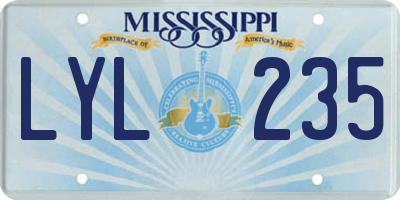 MS license plate LYL235