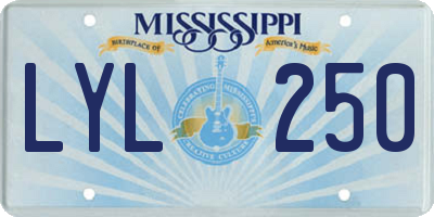 MS license plate LYL250