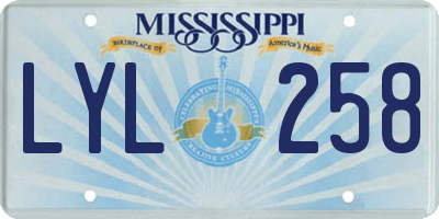 MS license plate LYL258