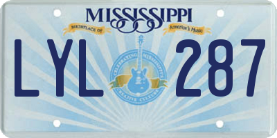 MS license plate LYL287