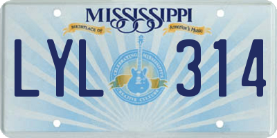 MS license plate LYL314