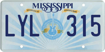 MS license plate LYL315