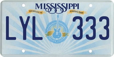 MS license plate LYL333