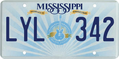 MS license plate LYL342