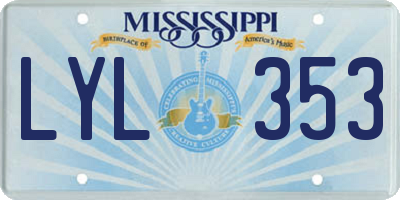 MS license plate LYL353