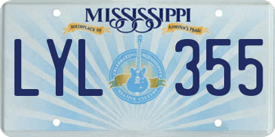 MS license plate LYL355