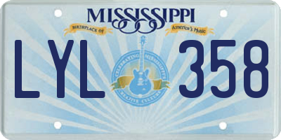 MS license plate LYL358