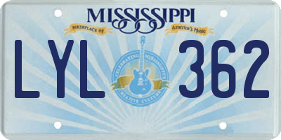 MS license plate LYL362