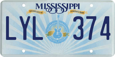 MS license plate LYL374