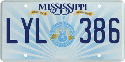 MS license plate LYL386