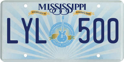 MS license plate LYL500