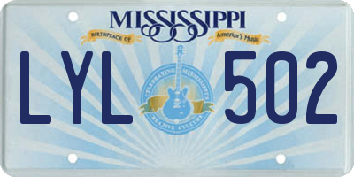 MS license plate LYL502