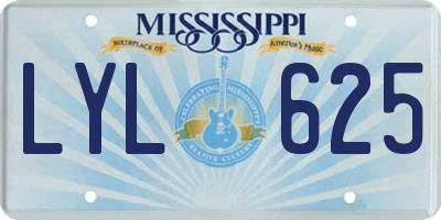 MS license plate LYL625