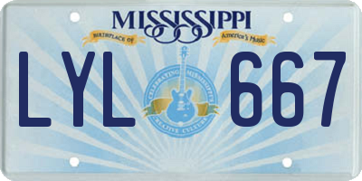 MS license plate LYL667