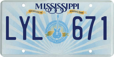 MS license plate LYL671