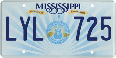 MS license plate LYL725