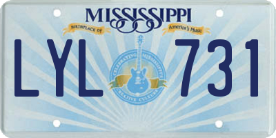 MS license plate LYL731