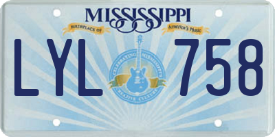 MS license plate LYL758
