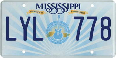 MS license plate LYL778