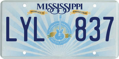 MS license plate LYL837