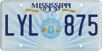 MS license plate LYL875