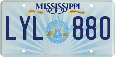 MS license plate LYL880