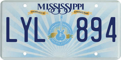 MS license plate LYL894