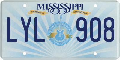 MS license plate LYL908
