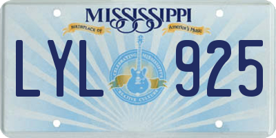 MS license plate LYL925