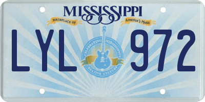 MS license plate LYL972