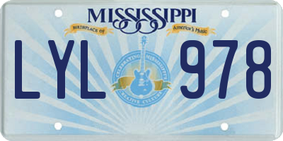 MS license plate LYL978