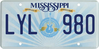 MS license plate LYL980