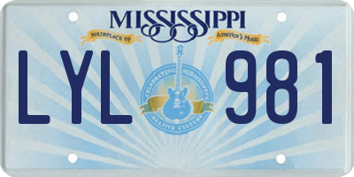 MS license plate LYL981