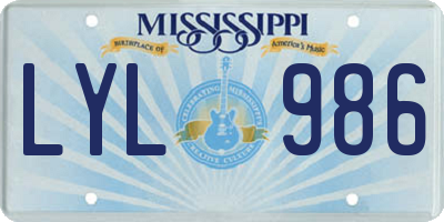 MS license plate LYL986