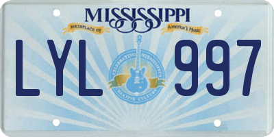 MS license plate LYL997