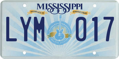 MS license plate LYM017