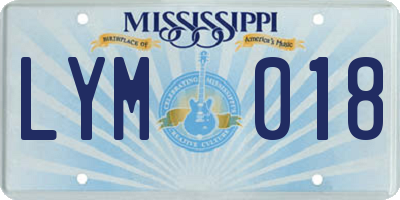 MS license plate LYM018