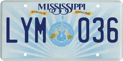 MS license plate LYM036