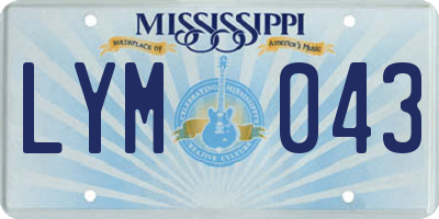 MS license plate LYM043