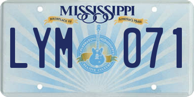 MS license plate LYM071