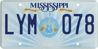 MS license plate LYM078
