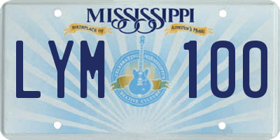 MS license plate LYM100
