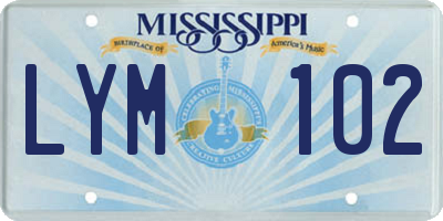 MS license plate LYM102