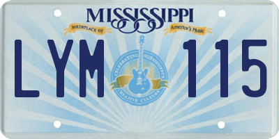 MS license plate LYM115