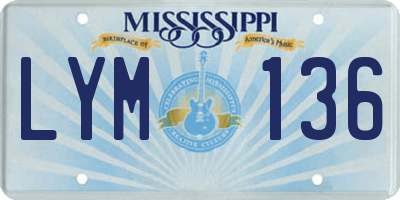 MS license plate LYM136