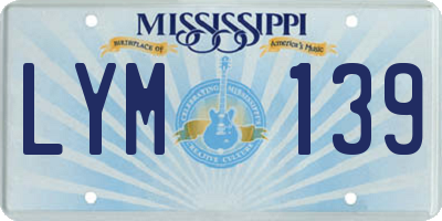 MS license plate LYM139