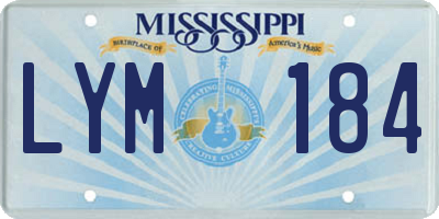 MS license plate LYM184