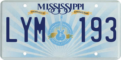 MS license plate LYM193