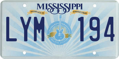 MS license plate LYM194